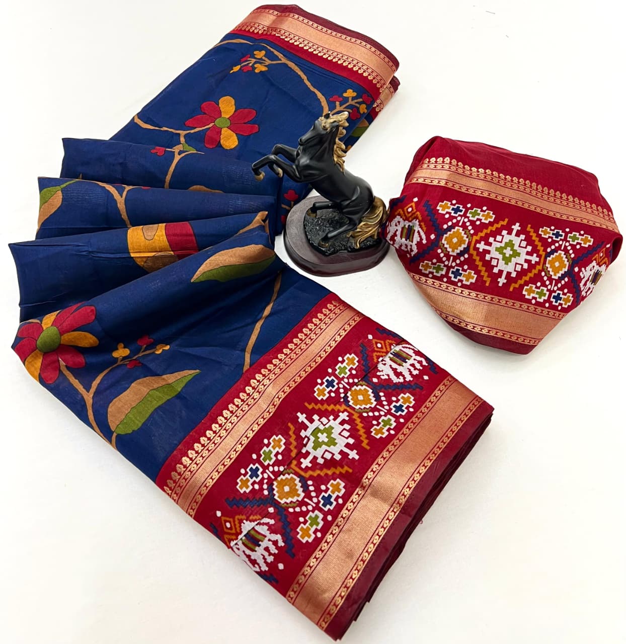 Premium Bomkai–Ikkat Inspired Silk Saree Patola – Heritage Elegance with Vibrant Motifs