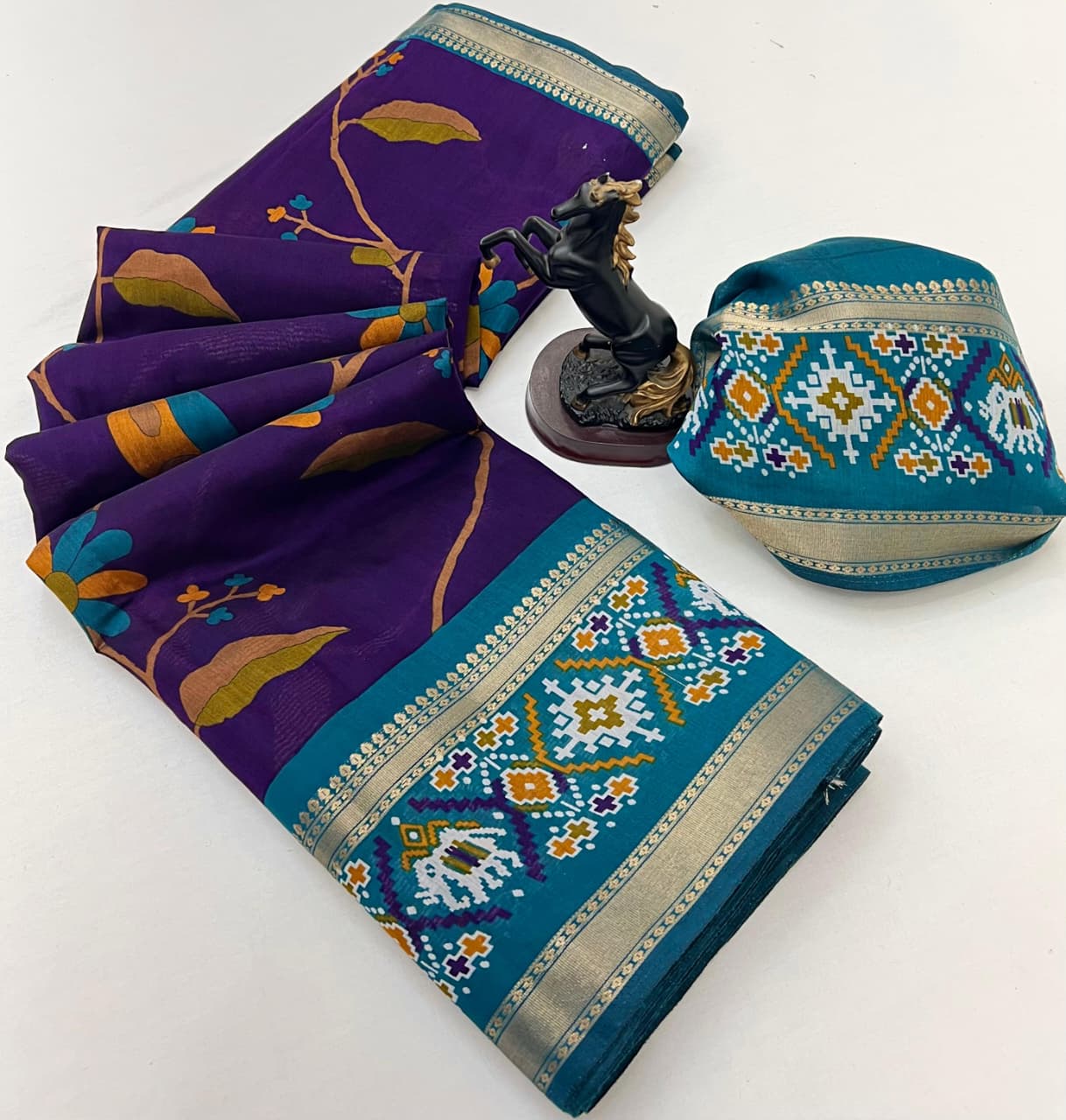 Premium Bomkai–Ikkat Inspired Silk Saree Patola – Heritage Elegance with Vibrant Motifs