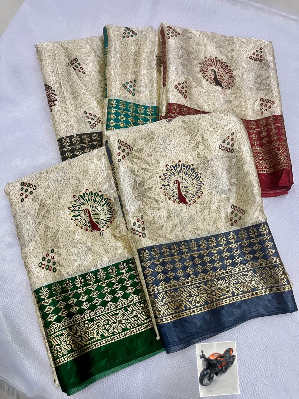 Premium Crepe Silk Saree – Jacquard Jari Lining & Multi Foil Work Pallu