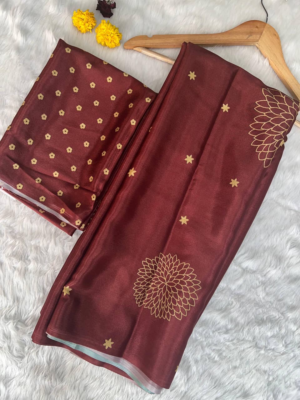 Premium Lustro Silk Saree – Digital Print with Matching Blouse