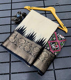 Dola Silk Saree with Jacquard Border & Running Blouse