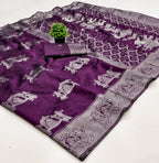 Kubera Elite Meena Fancy Lightweight Silk Saree – Bridal Grandeur with 3D Embossed Design & Silver Jari Elegance