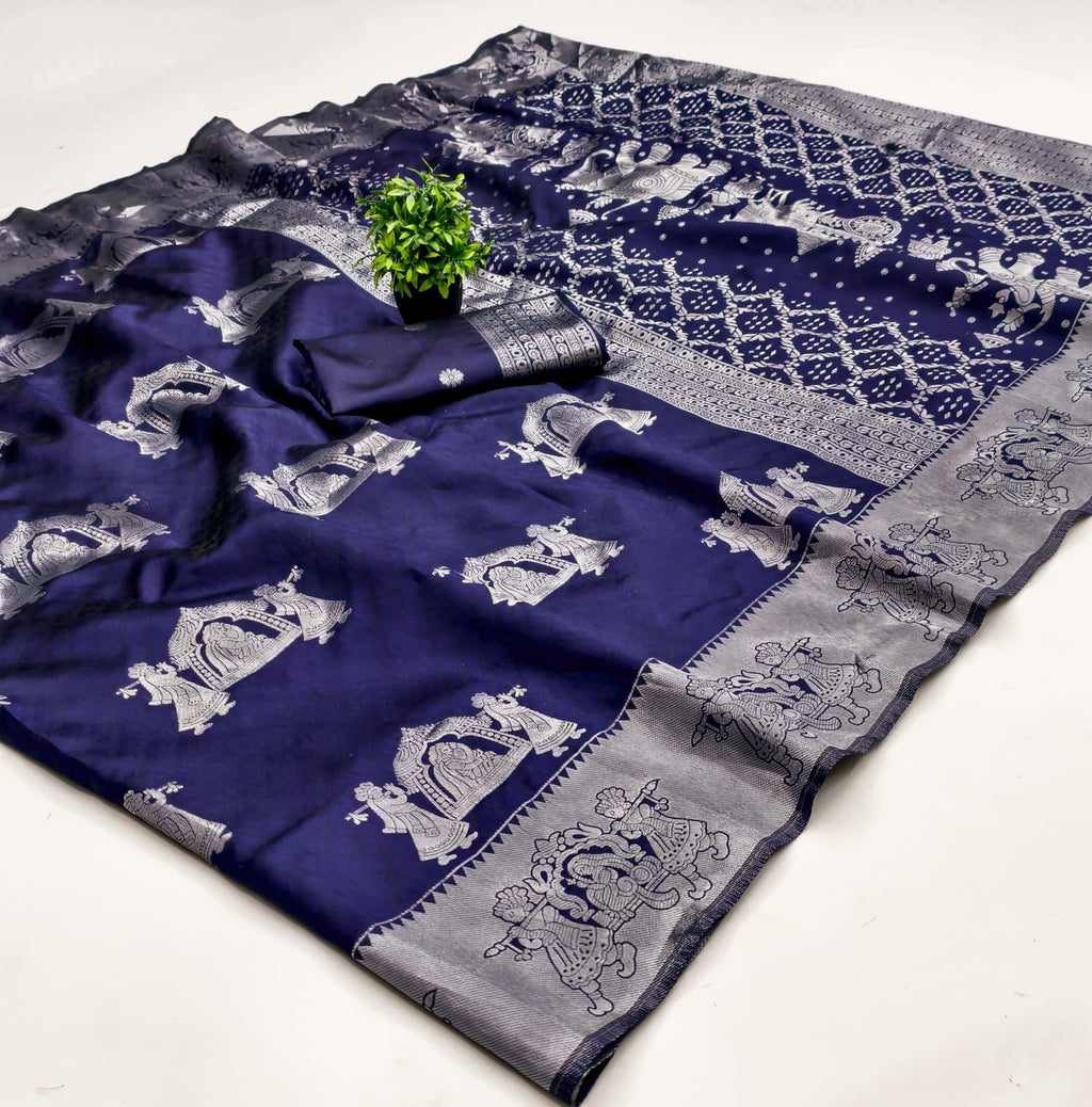 Kubera Elite Meena Fancy Lightweight Silk Saree – Bridal Grandeur with 3D Embossed Design & Silver Jari Elegance