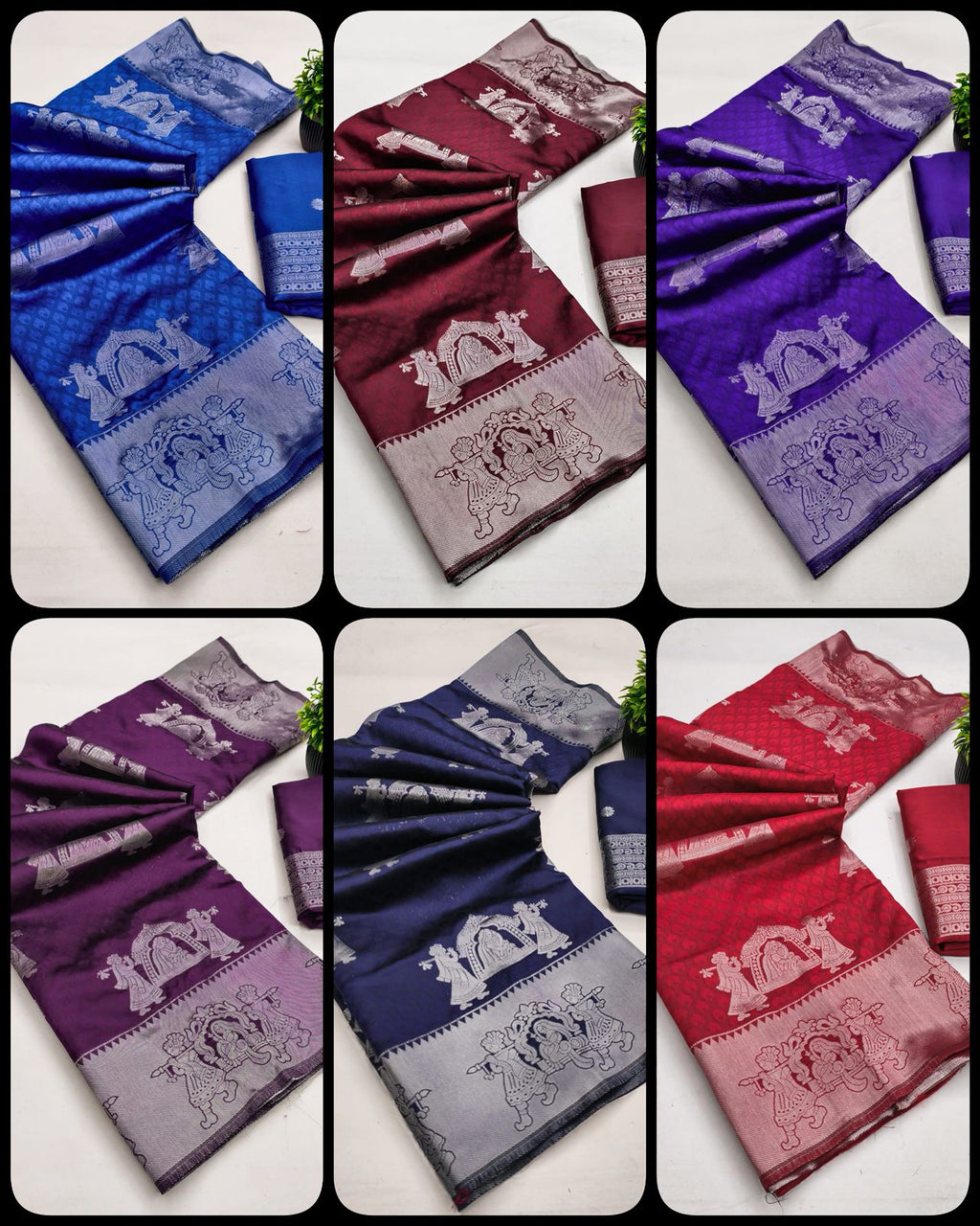 Kubera Elite Meena Fancy Lightweight Silk Saree – Bridal Grandeur with 3D Embossed Design & Silver Jari Elegance