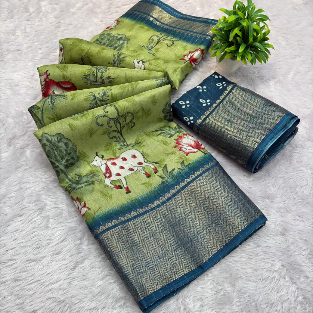 Semi Dola Silk Saree – Elegant Rico Jari Work with Matching Blouse