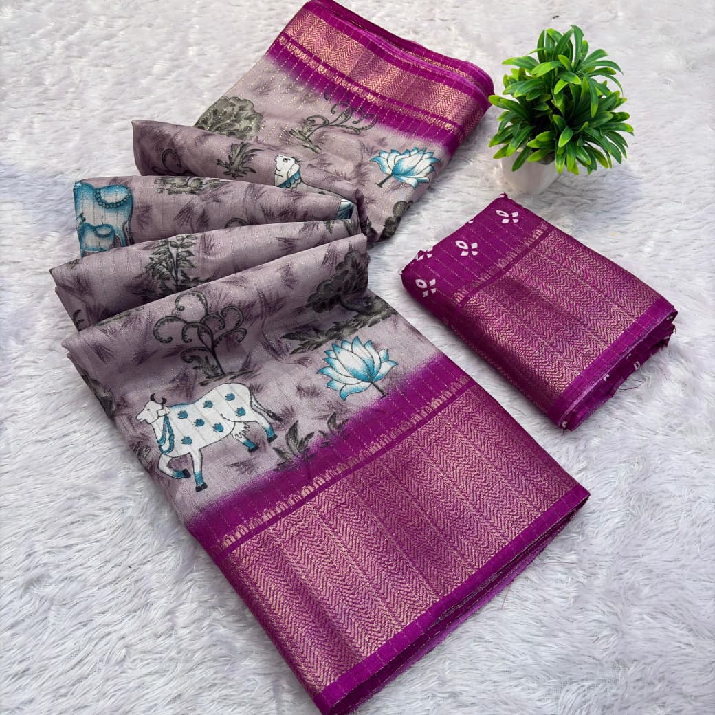 Semi Dola Silk Saree – Elegant Rico Jari Work with Matching Blouse