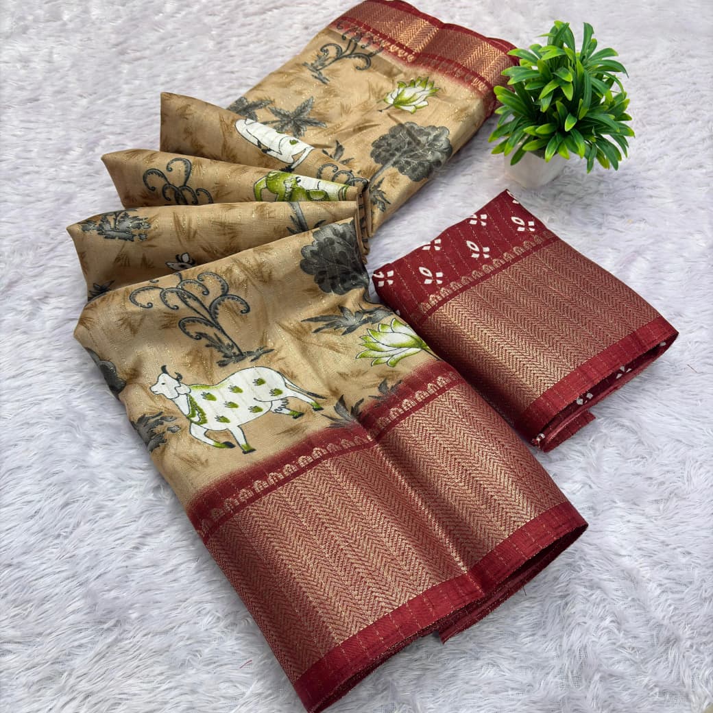 Semi Dola Silk Saree – Elegant Rico Jari Work with Matching Blouse
