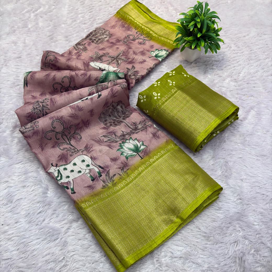 Semi Dola Silk Saree – Elegant Rico Jari Work with Matching Blouse