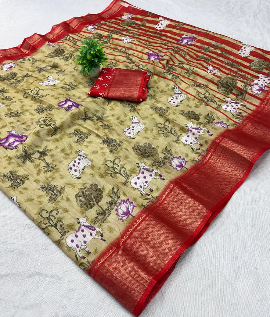 Semi Dola Silk Saree – Elegant Rico Jari Work with Matching Blouse