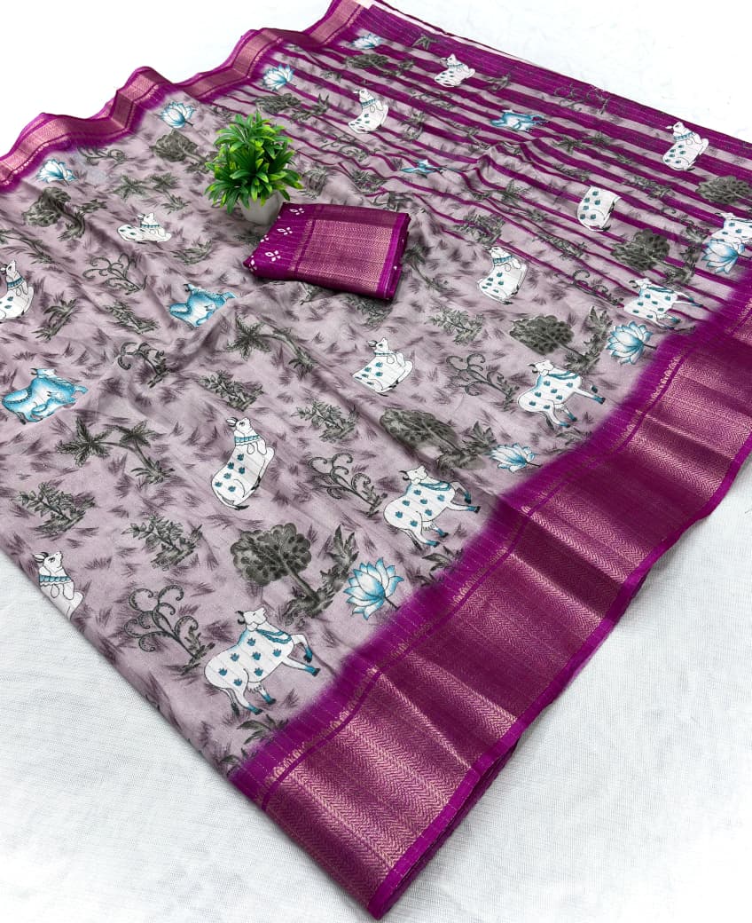 Semi Dola Silk Saree – Elegant Rico Jari Work with Matching Blouse