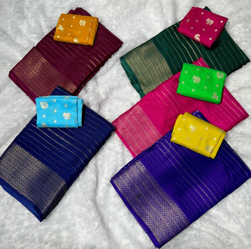 Super Hit Dola Silk Saree – Pure Elegance with Original Jacquard Border & Running Blouse