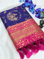 Soft Banarasi Silk Saree – Meenakari Jaal with Gold Zari Border & Rich Pallu