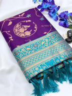 Soft Banarasi Silk Saree – Meenakari Jaal with Gold Zari Border & Rich Pallu