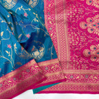 Soft Banarasi Silk Saree – Meenakari Jaal with Gold Zari Border & Rich Pallu