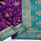 Soft Banarasi Silk Saree – Meenakari Jaal with Gold Zari Border & Rich Pallu