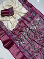 Super Hit Dola Silk Premium Saree – Pure Fabric with Original Jacquard Border & Running Blouse