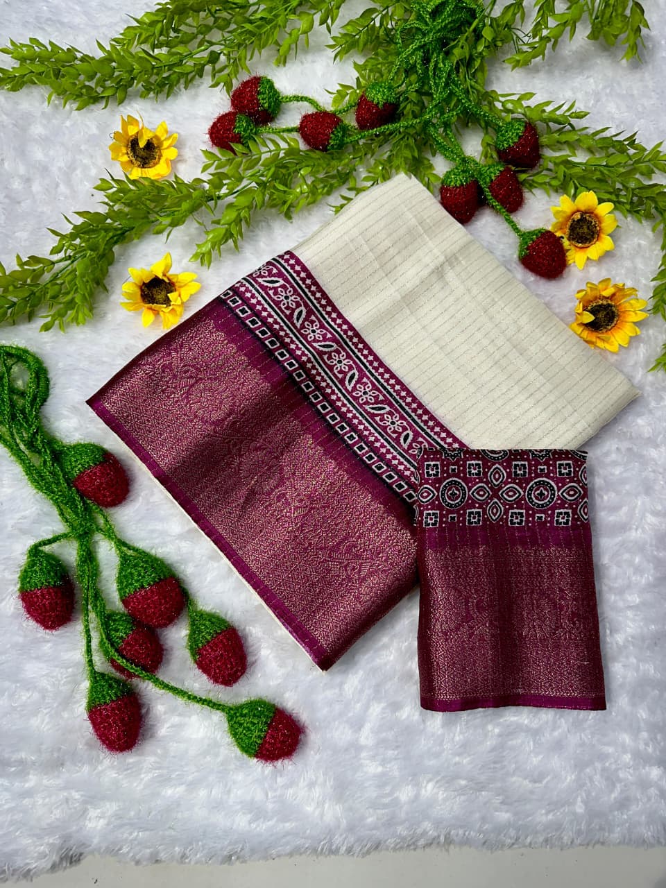 Super Hit Dola Silk Premium Saree – Pure Fabric with Original Jacquard Border & Running Blouse