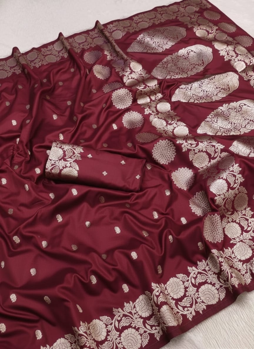 Pure Soft Banarasi Jacquard Silk Saree – Premium Quality with Matching Blouse