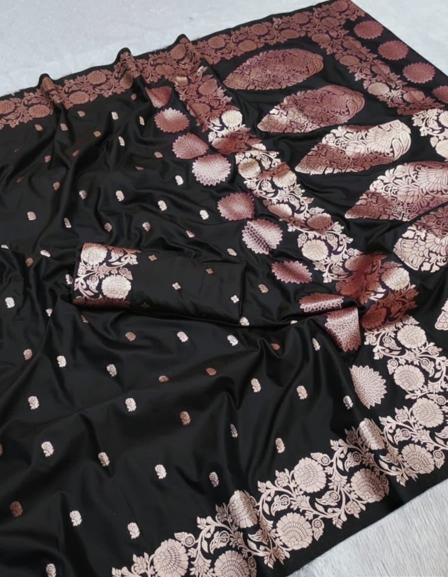 Pure Soft Banarasi Jacquard Silk Saree – Premium Quality with Matching Blouse