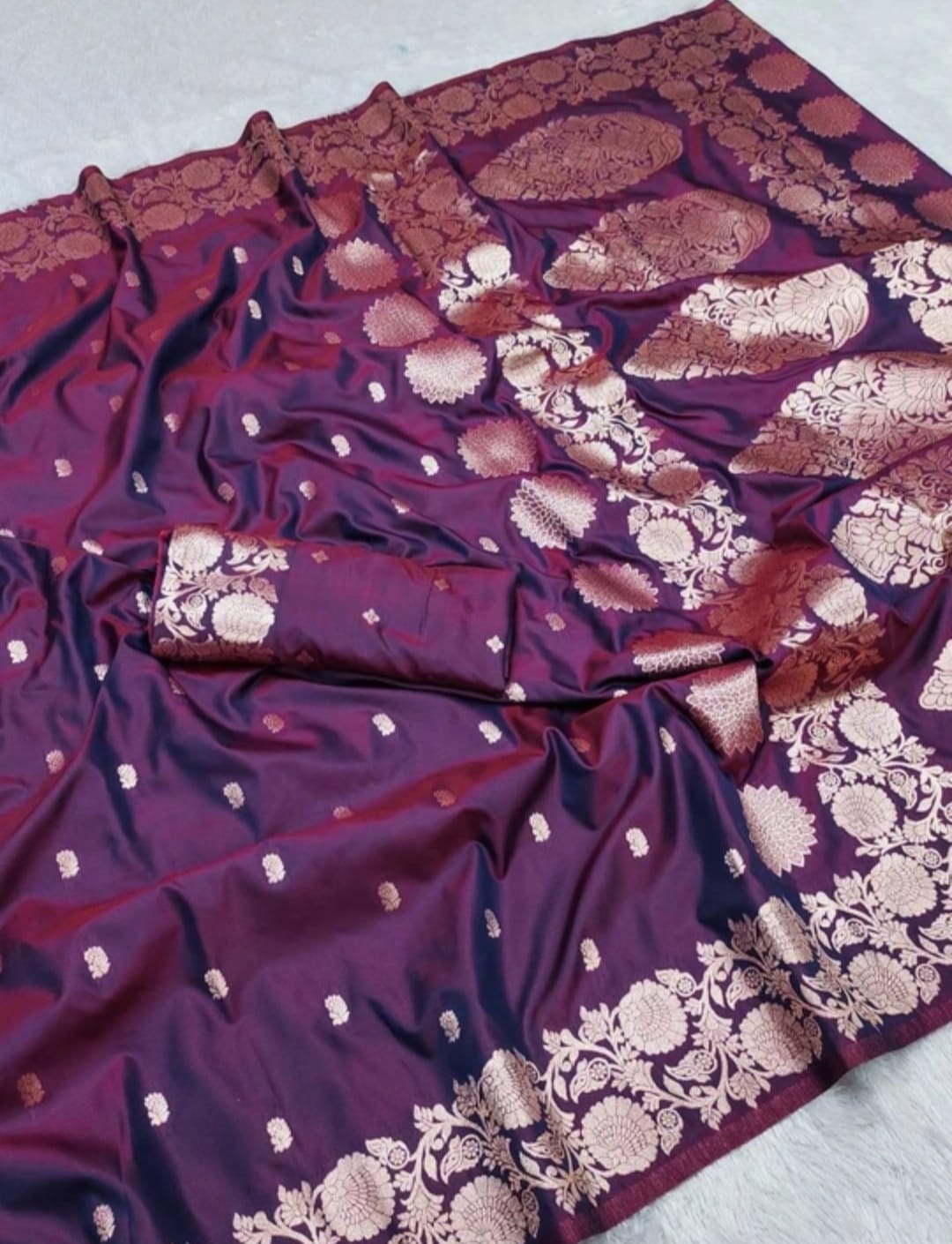 Pure Soft Banarasi Jacquard Silk Saree – Premium Quality with Matching Blouse