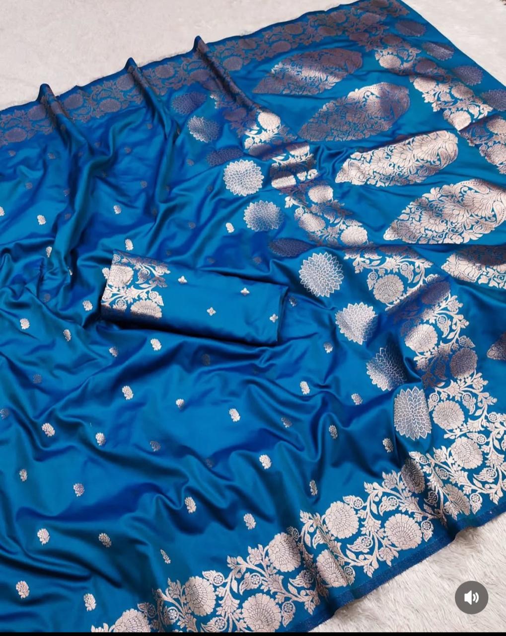 Pure Soft Banarasi Jacquard Silk Saree – Premium Quality with Matching Blouse