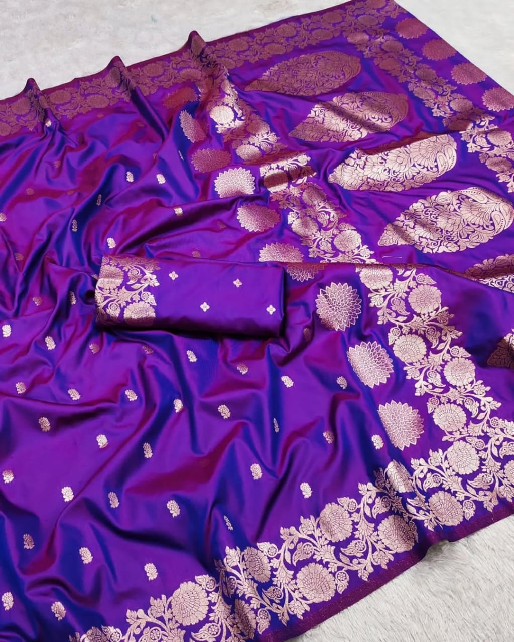 Pure Soft Banarasi Jacquard Silk Saree – Premium Quality with Matching Blouse