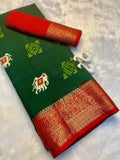 Premium Dola Silk Saree – Soft, Lightweight with Elephant Theme & Contrast Weaving
