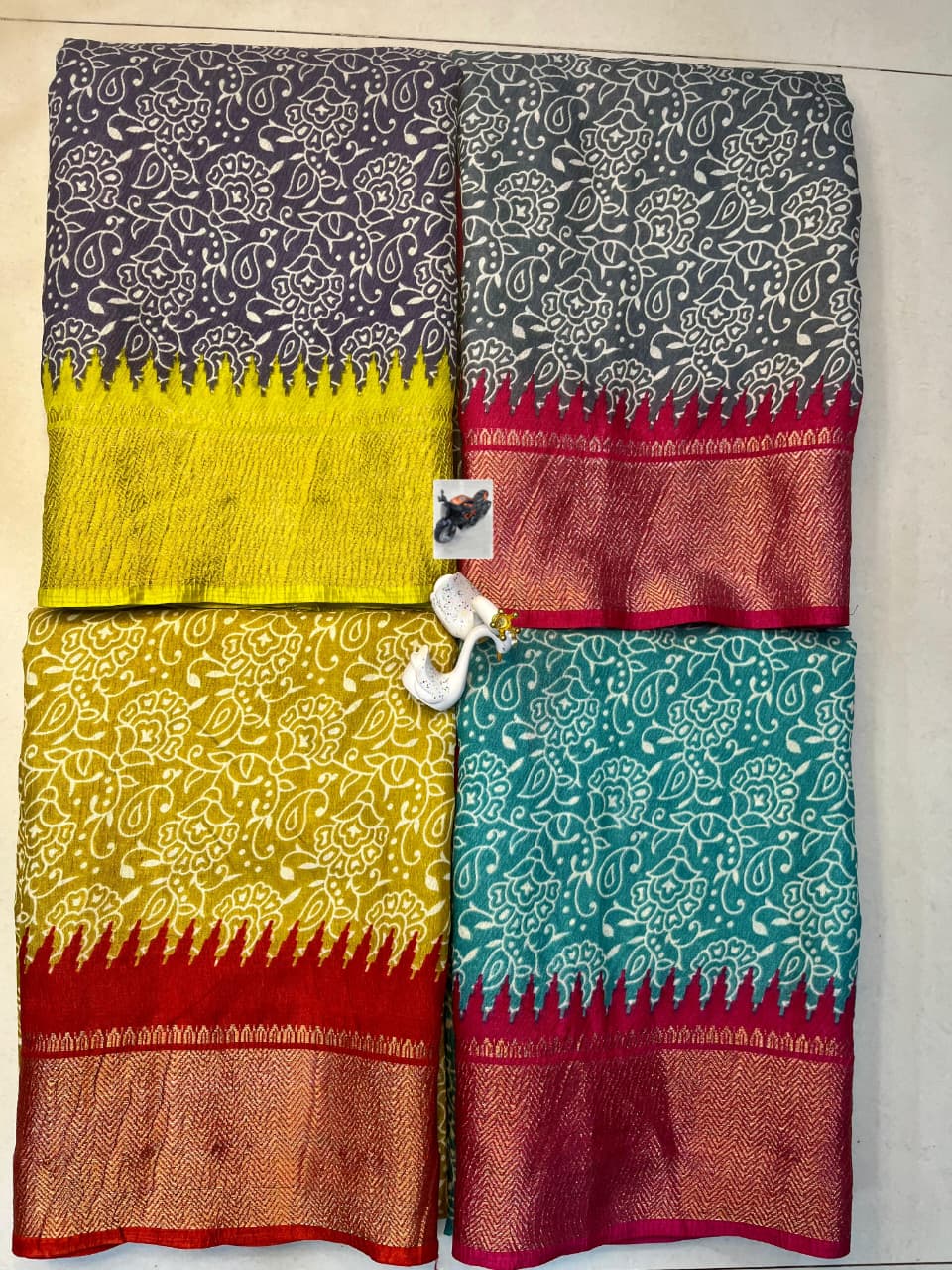 Premium Kiwi Crushed Dola Silk Saree – Original Jacquard Border & Running Blouse