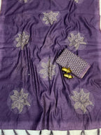 Pure Malai Cotton Saree – Bandhani Prints with Aari & Gota Mirror Work
