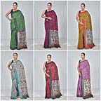 Premium Lilan Cotton Digital Print Saree – Soft, Lightweight & Trendy Folk Motifs