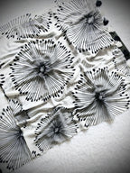 Heavy Marshmallow Georgette Saree – Black & White Digital Print with Cotton Tassels.