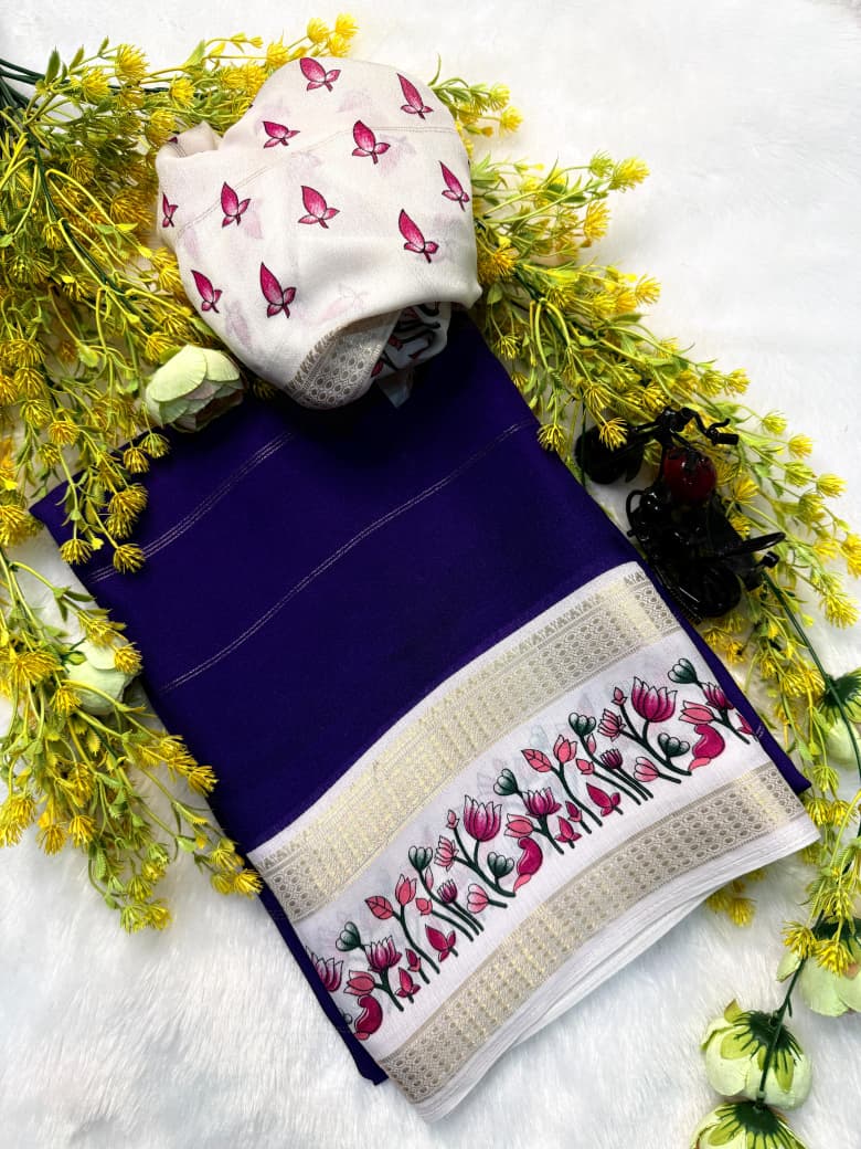 Soft Marsh Melon Saree – Self Jacquard Design with Contrast Zari Hamsa Borders.