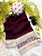 Soft Marsh Melon Saree – Self Jacquard Design with Contrast Zari Hamsa Borders.