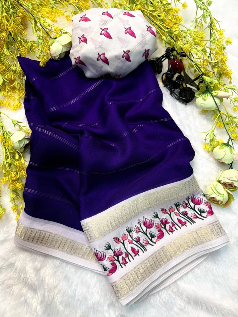 Soft Marsh Melon Saree – Self Jacquard Design with Contrast Zari Hamsa Borders.