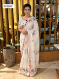 Pure Linen Digital Print Saree – Lace Border.