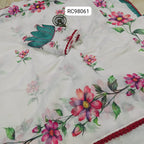 Pure Linen Digital Print Saree – Lace Border.