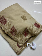 Chiffon Saree – Floral Embroidery & Cutwork Border.