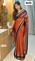 Beautiful Georgette Checks Saree – Contrast Border & Tassel Pallu.