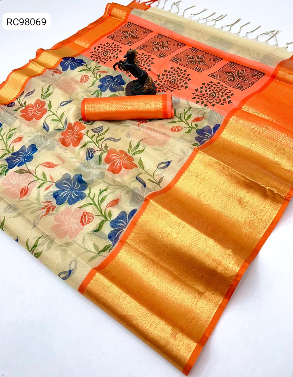 Premium Floral Organza Tissue Saree – Fresh Arrival.