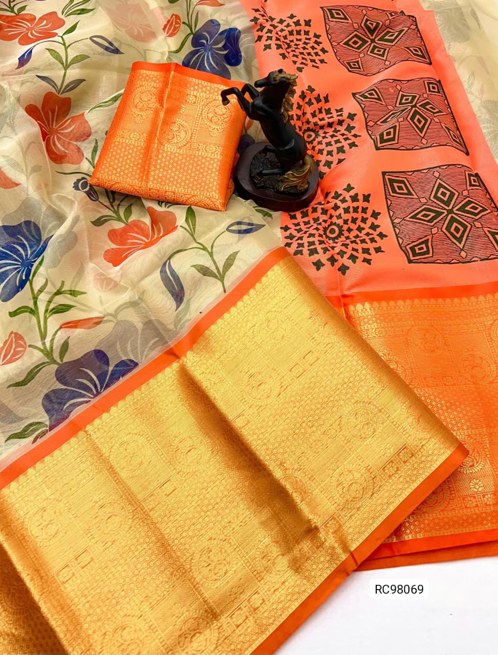 Premium Floral Organza Tissue Saree – Fresh Arrival.