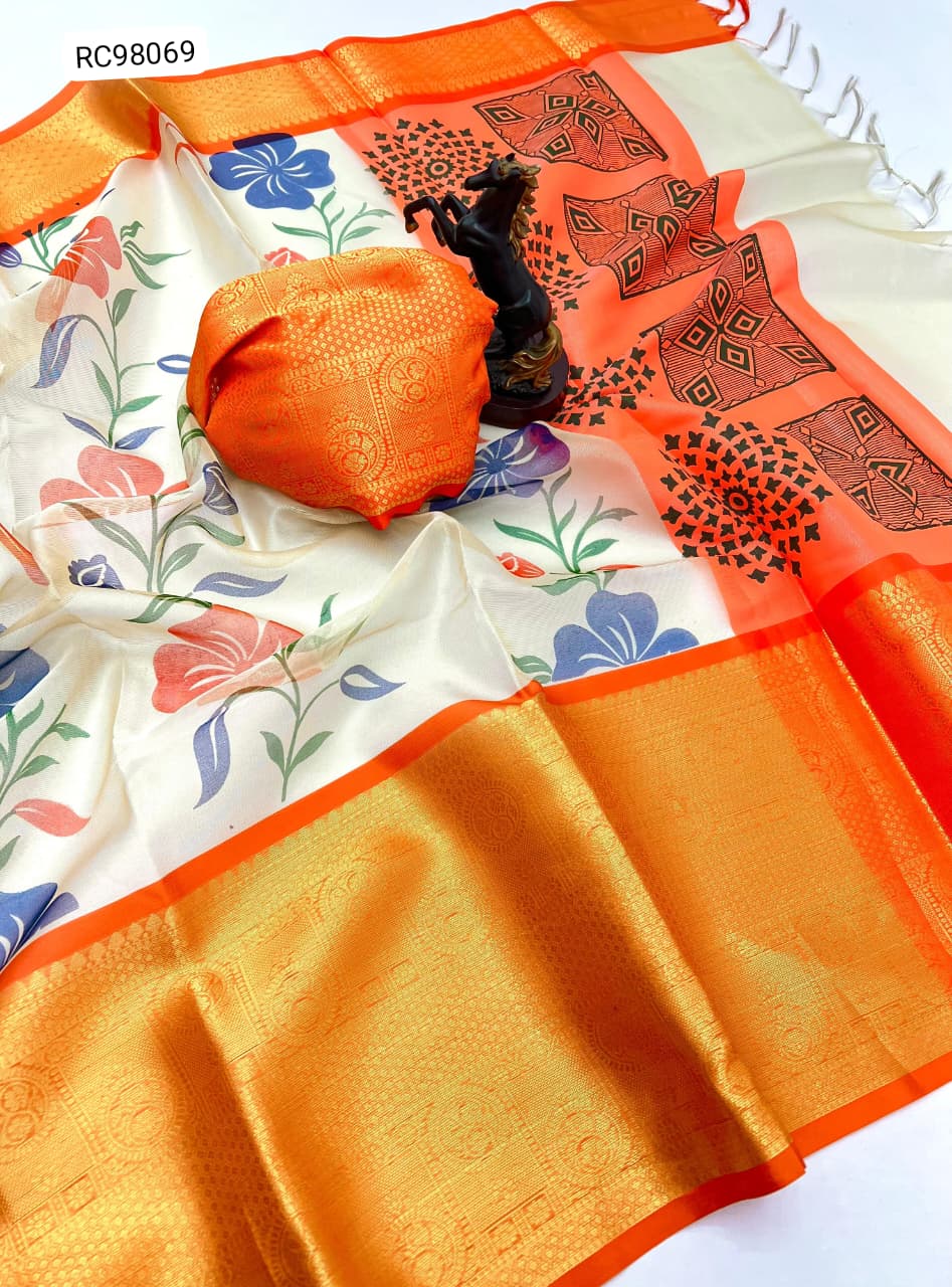 Premium Floral Organza Tissue Saree – Fresh Arrival.