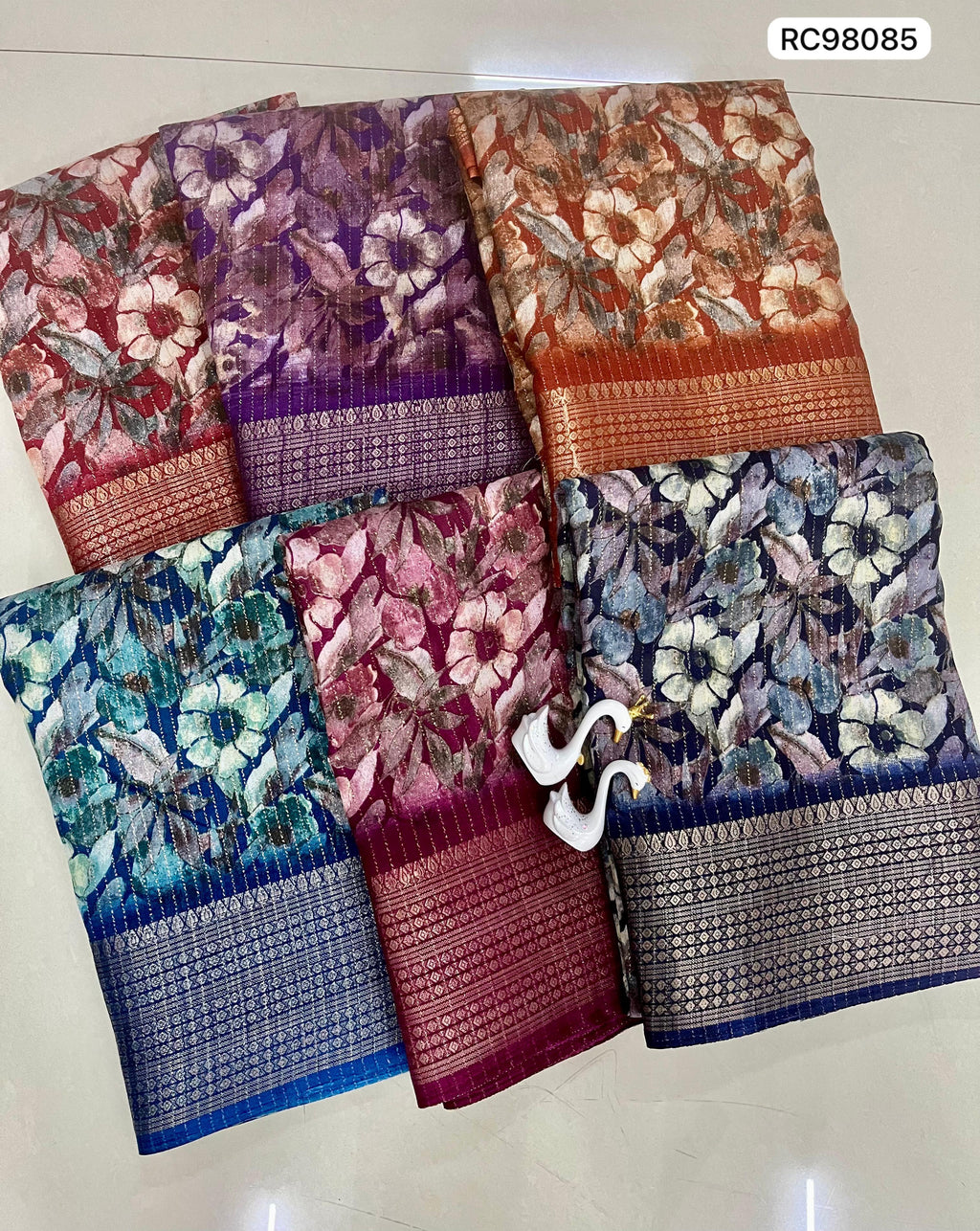 Heavy Reco Silk Saree – Floral Print & Ikkat Blouse.