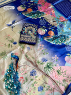 Opulent Malai Silk Saree Featuring Peacock & Floral Motifs.