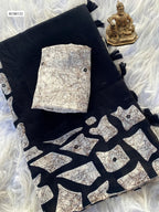 Heavy Faux Georgette Saree – Mosaic Digital Print & Mirror Work