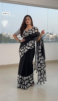Heavy Faux Georgette Saree – Mosaic Digital Print & Mirror Work