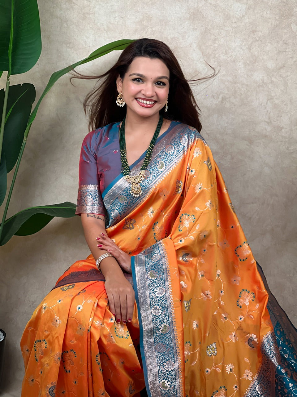 Premium Banarasi Soft Silk Saree – Meenakari Jaal