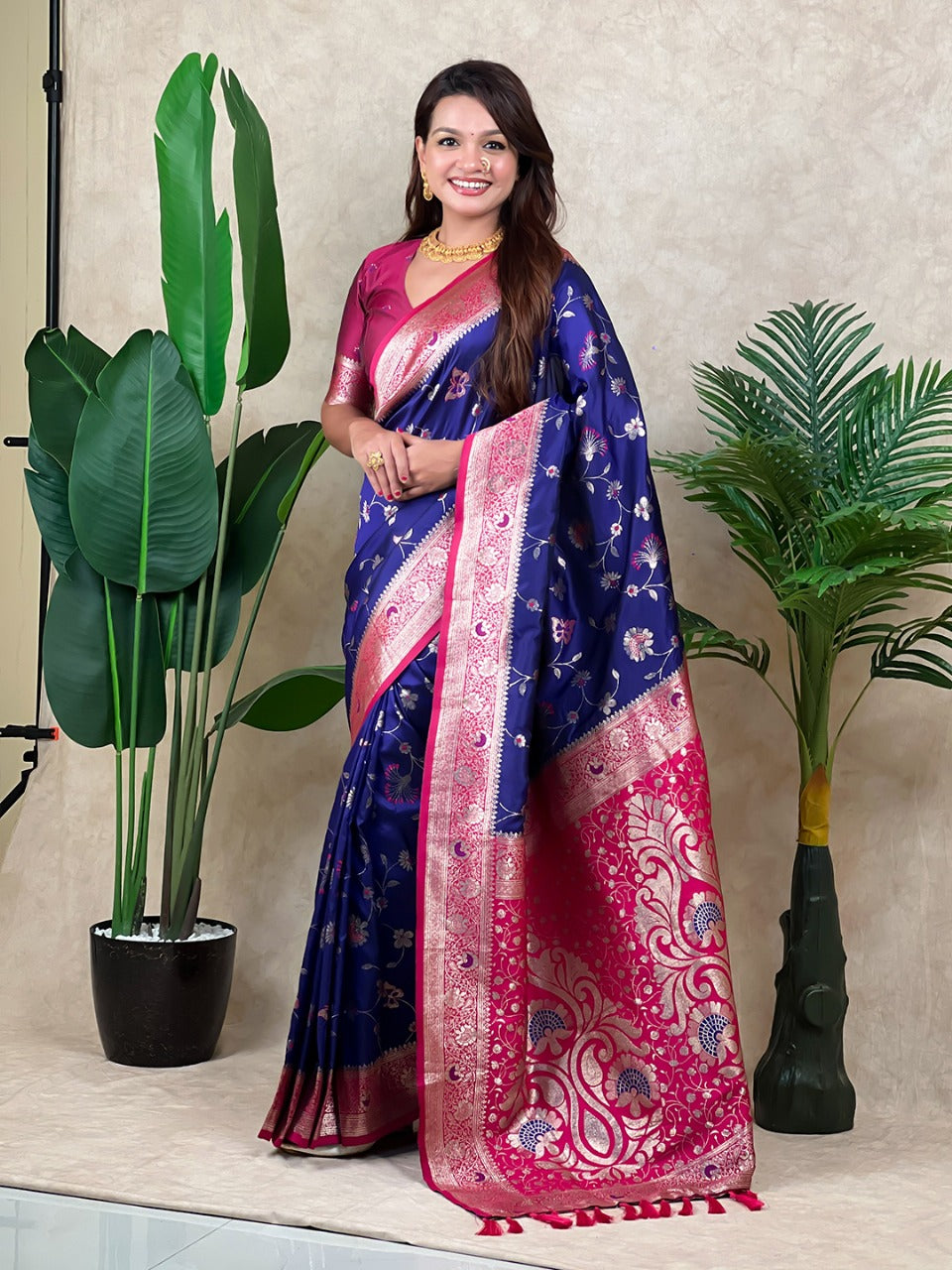 Premium Banarasi Soft Silk Saree – Meenakari Jaal