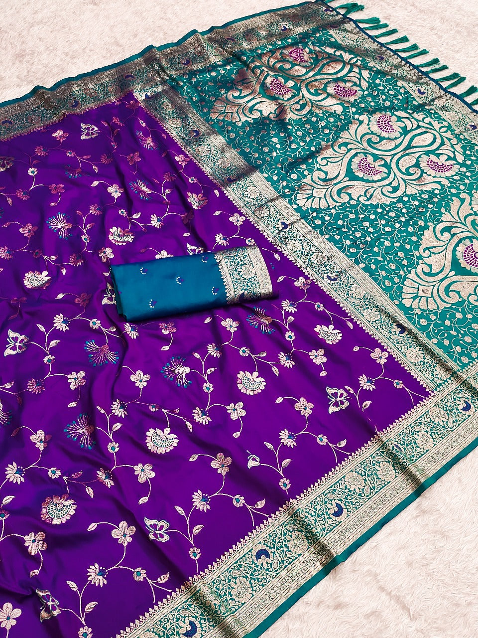 Premium Banarasi Soft Silk Saree – Meenakari Jaal