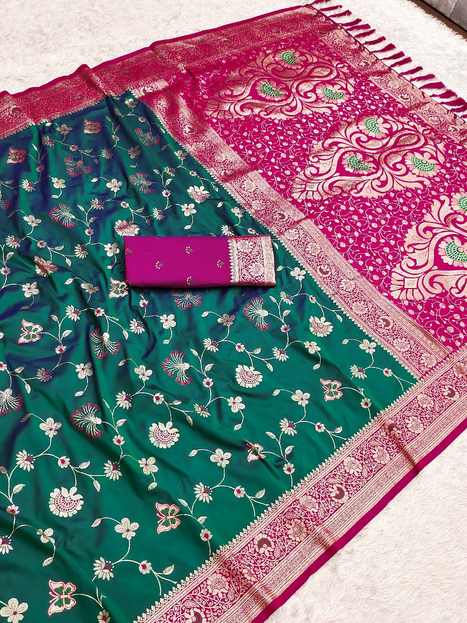 Premium Banarasi Soft Silk Saree – Meenakari Jaal