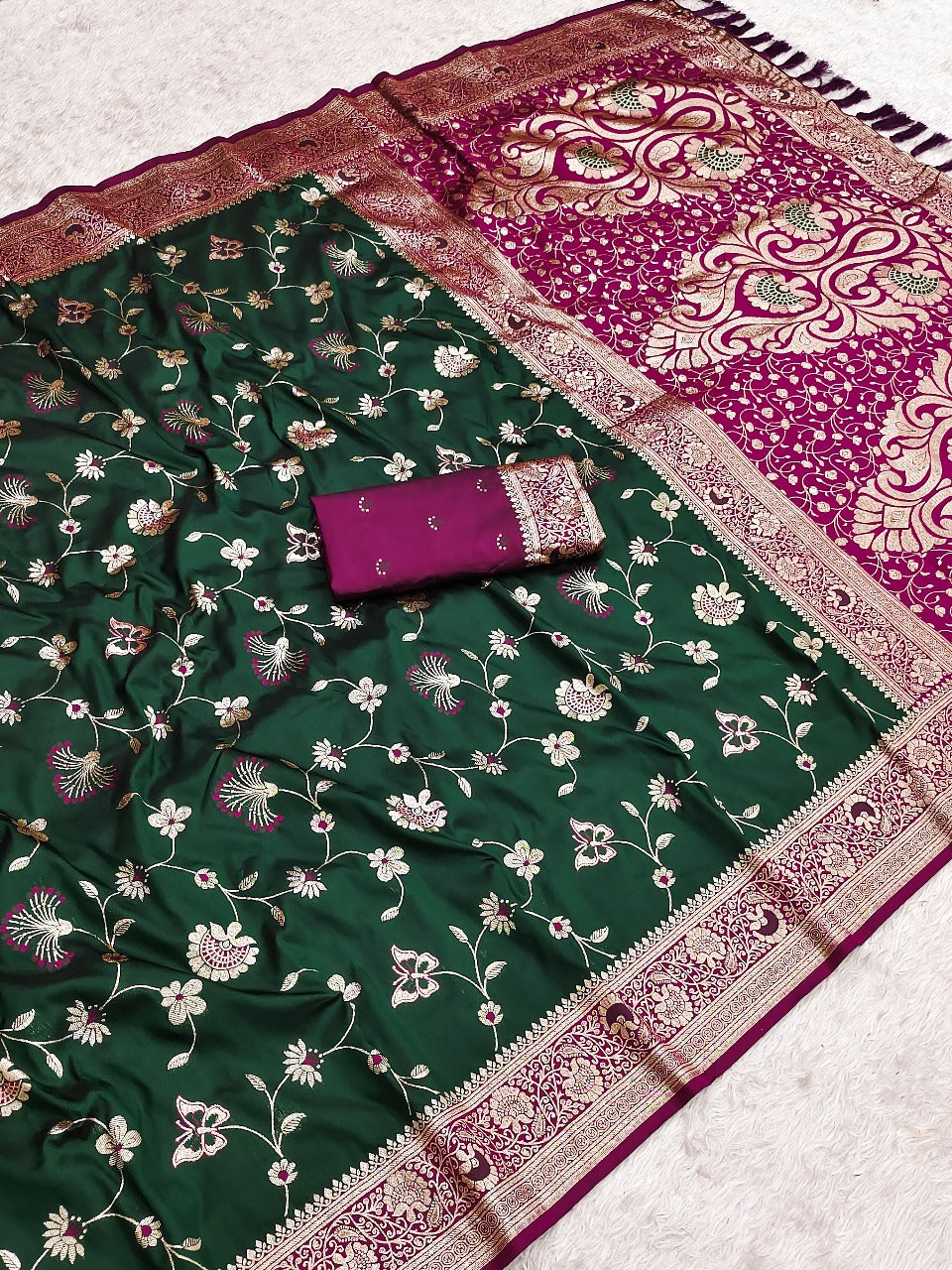 Premium Banarasi Soft Silk Saree – Meenakari Jaal